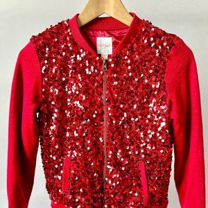 Cat & Jack Girls Red Sequin Zip up Jacket - Size 10-12
